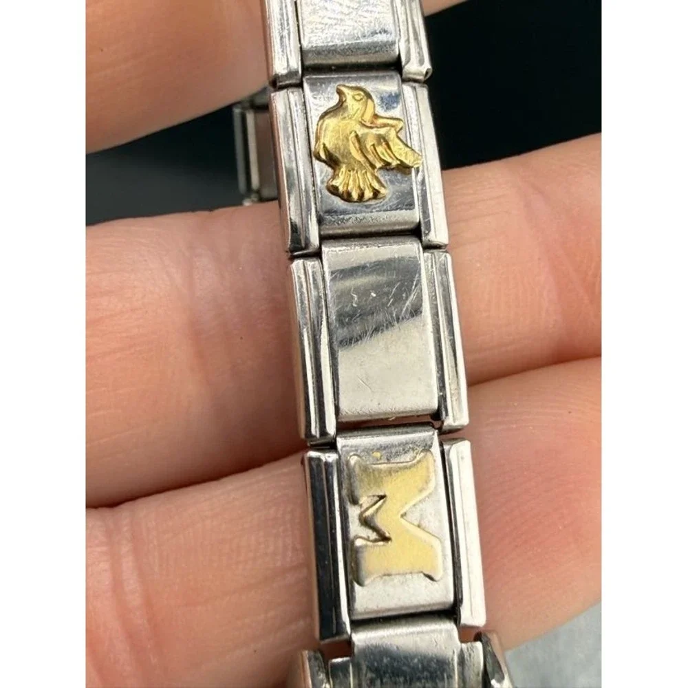 Vintage Ciao Italia Watch Charm Bracelet Silver Gold Tone Italian Links 21438